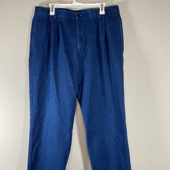 Dockers Pleated Khaki Denim Pants Men's 38 x 30 High Rise Blue Casual - Picture 1 of 16
